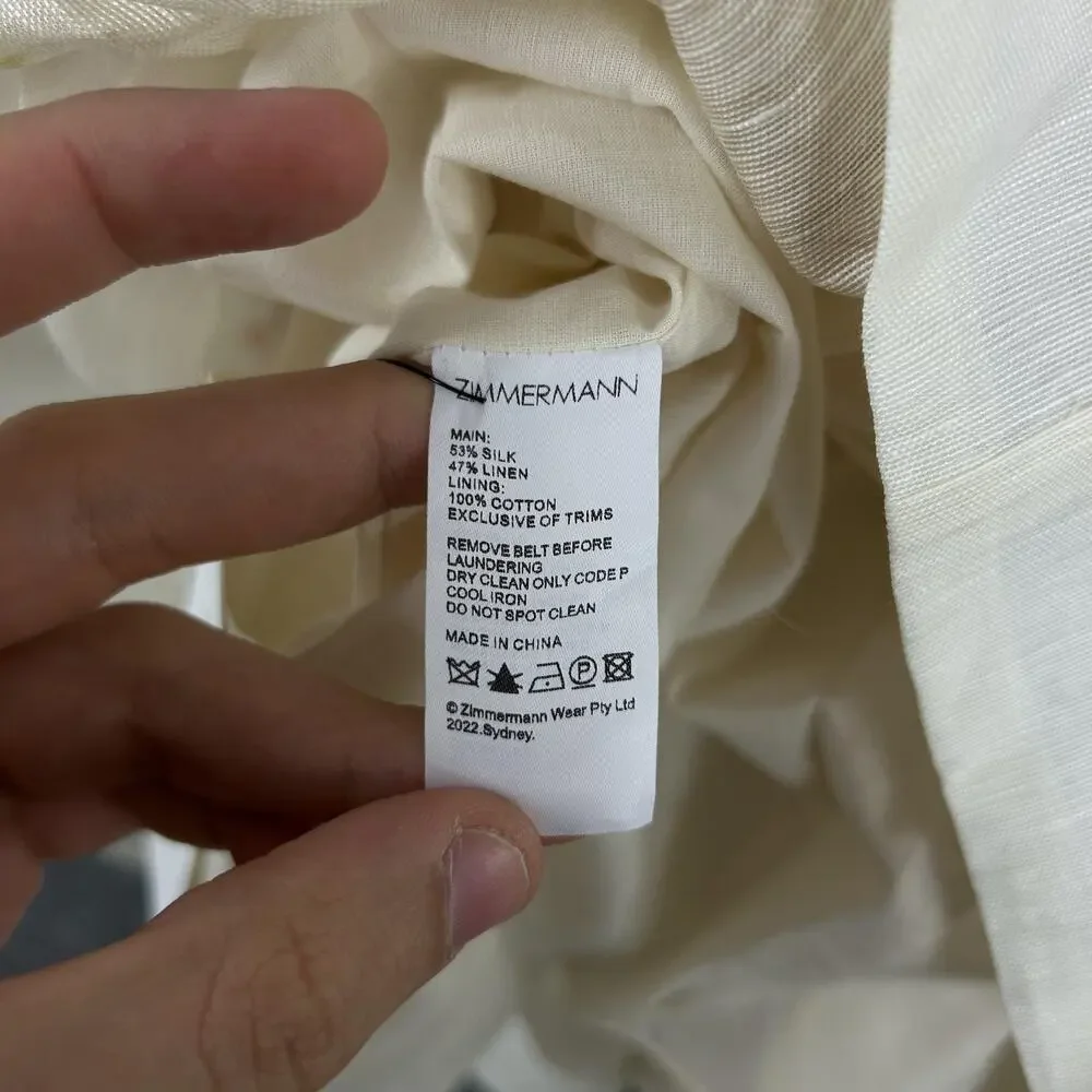 Zimmermann Dress 2 Prima Paneled Floral Silk Linen Organza Mini Romantic Luxury - Picture 12 of 16